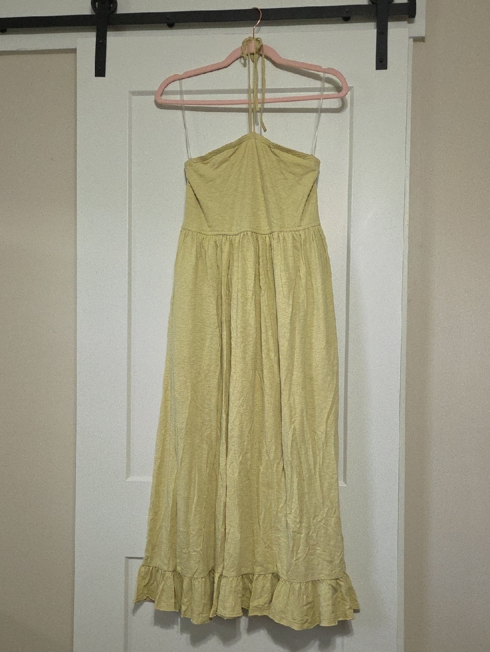 American Eagle Outfitters Pale Yellow Halter Maxi Dress